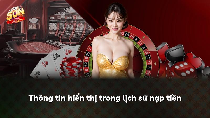 Thông tin hiển thị trong lịch sử nạp tiền